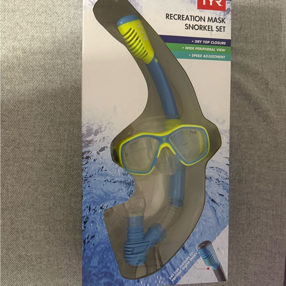 TYR Blue and Yellow Recreation Snorkel Set